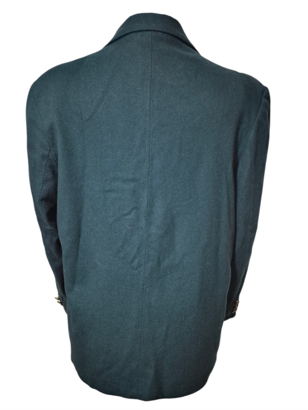 Vintage Fiumicello Women Doublebreasted Wool Green Blazer Quiet Luxury Size 14 - Picture 3 of 6